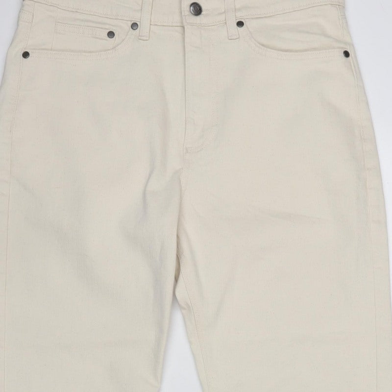 M&S Mens Beige W32 L33 Tapered Stretch Cotton Blend Jeans