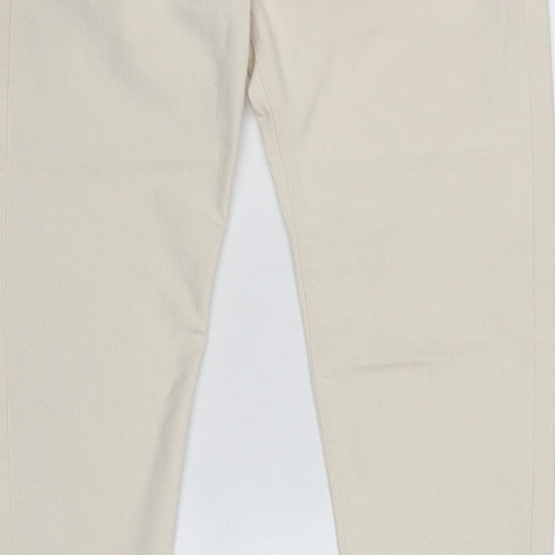 M&S Mens Beige W32 L33 Tapered Stretch Cotton Blend Jeans