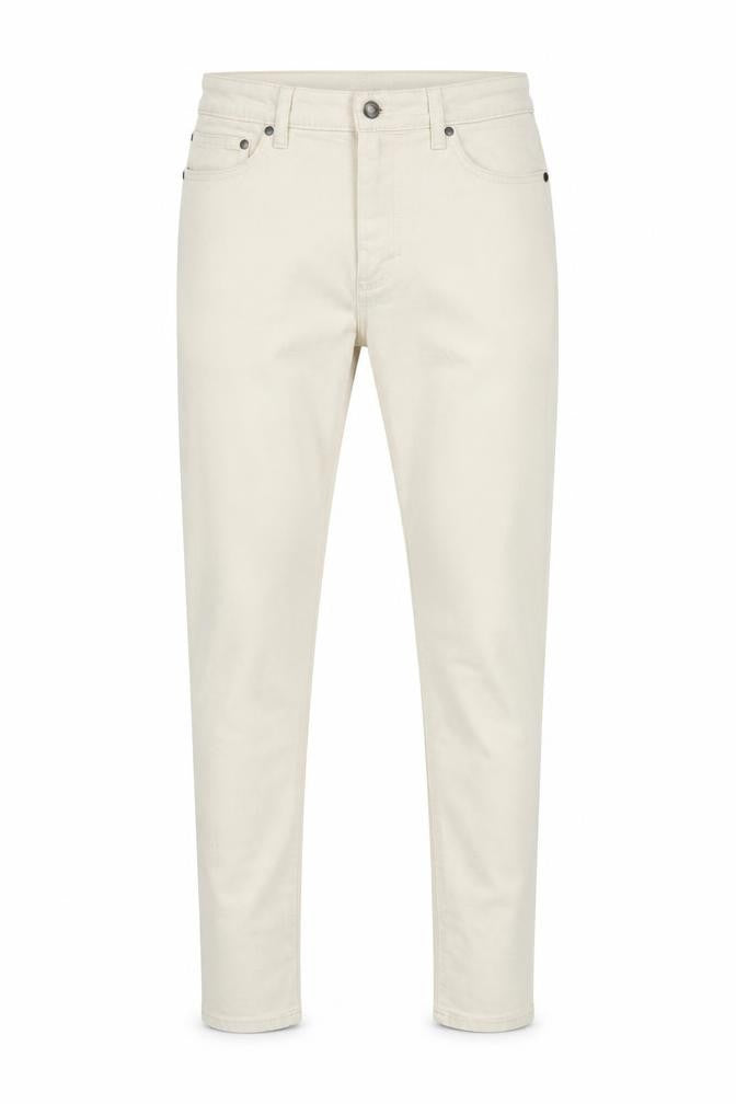 M&S Mens Beige W32 L33 Tapered Stretch Cotton Blend Jeans