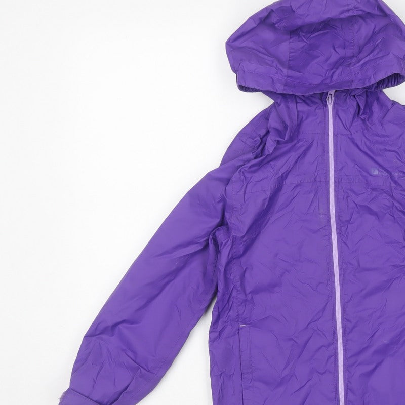 Mountain Warehouse Boys Purple 7-8 Years Waterproof Hooded Rain Jacket