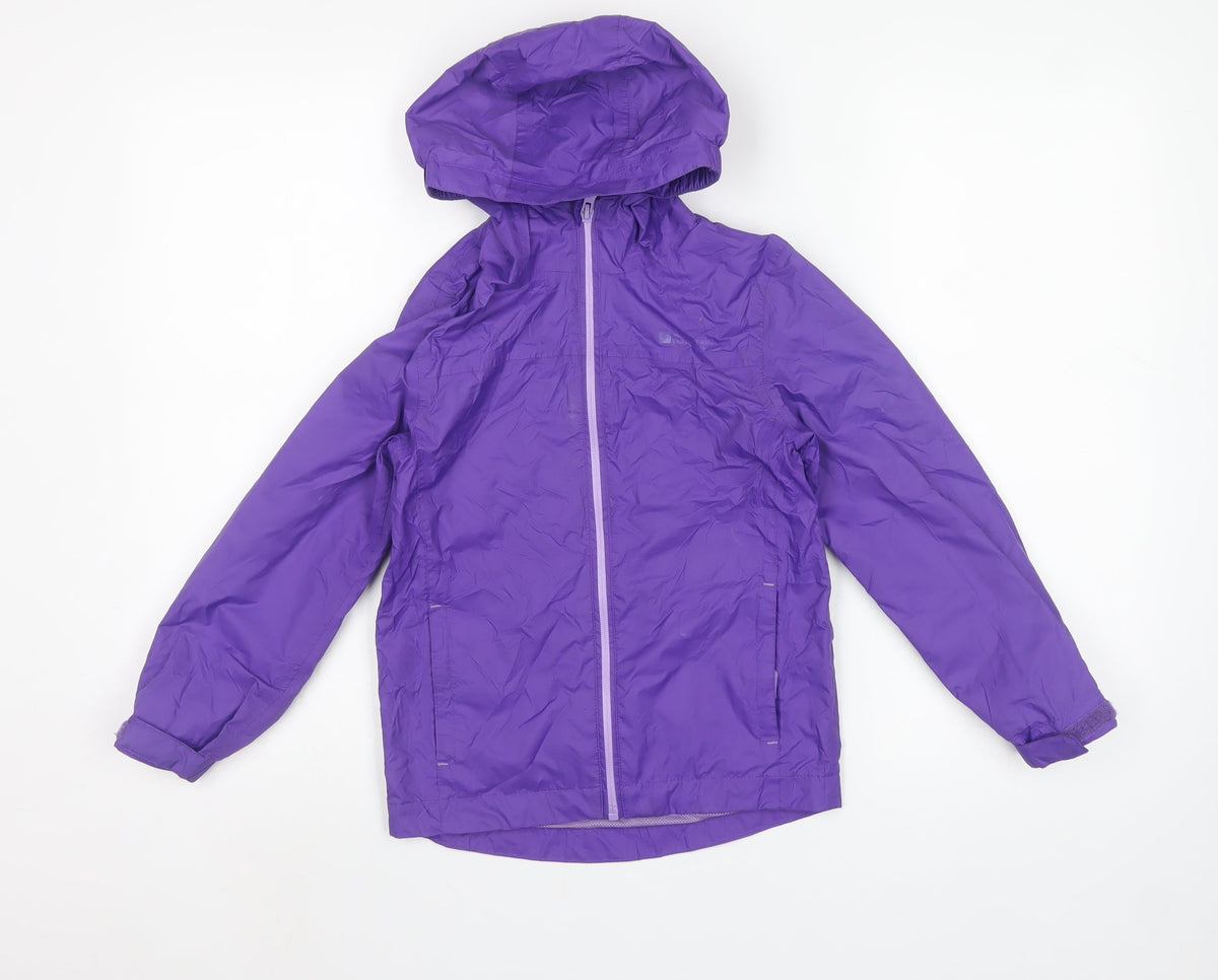 Mountain Warehouse Boys Purple 7-8 Years Waterproof Hooded Rain Jacket