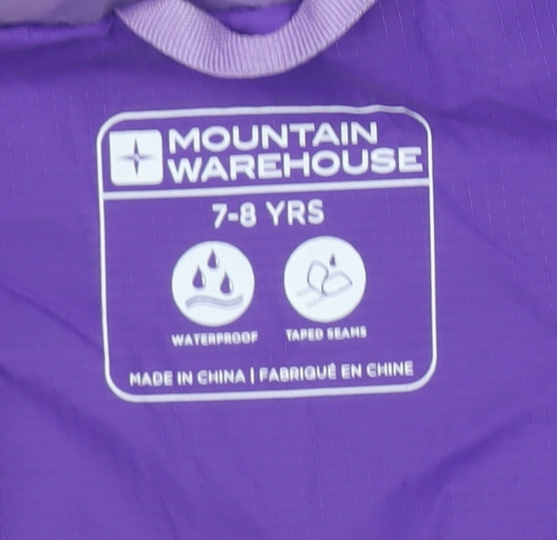 Mountain Warehouse Boys Purple 7-8 Years Waterproof Hooded Rain Jacket