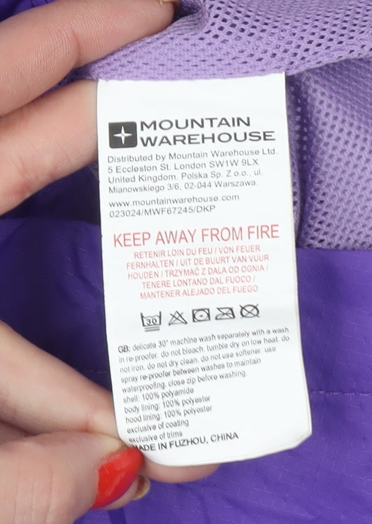 Mountain Warehouse Boys Purple 7-8 Years Waterproof Hooded Rain Jacket