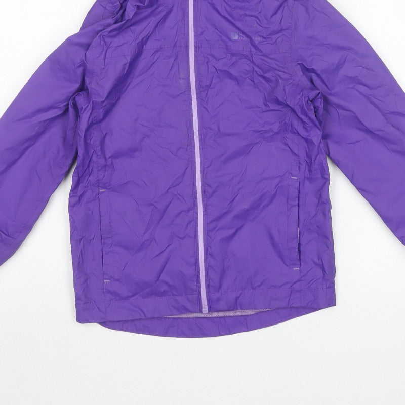 Mountain Warehouse Boys Purple 7-8 Years Waterproof Hooded Rain Jacket
