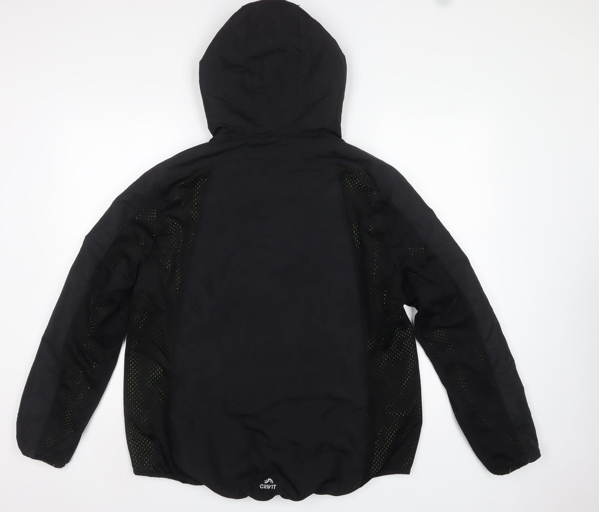 Crivit Men’s Black M Hooded Windbreaker Jacket Neon Trim
