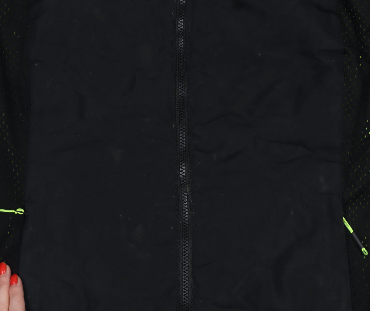 Crivit Men’s Black M Hooded Windbreaker Jacket Neon Trim