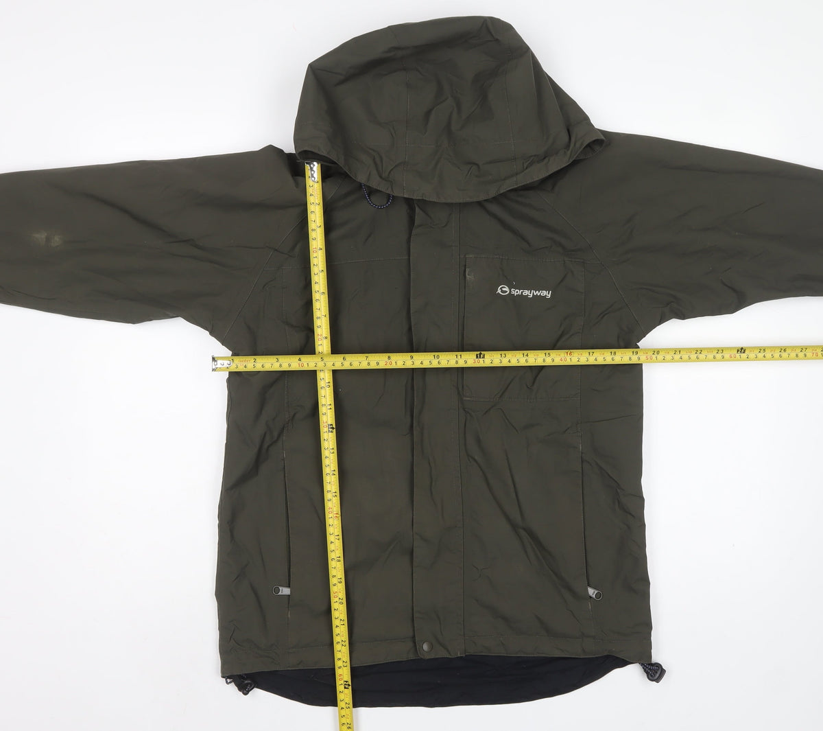 Sprayway Men's Green Small Hooded Rain Jacket Full Zip Hiking Sidewinder
