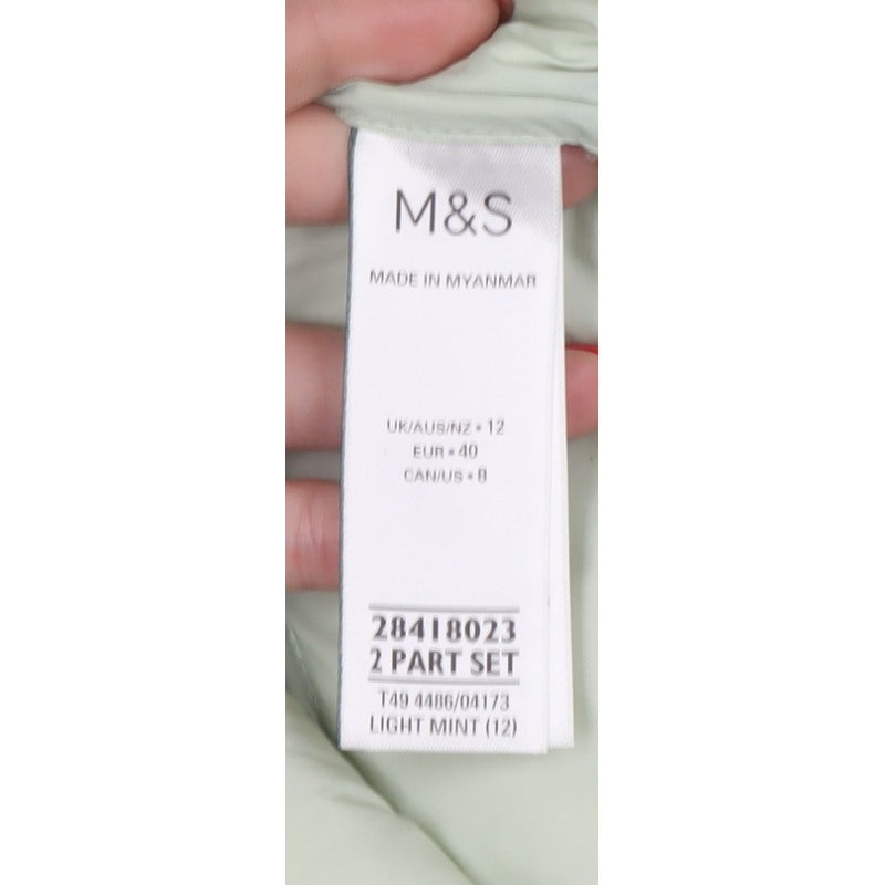 M&S Women’s Light Mint Green UK 12 Quilted Down Puffer Jacket