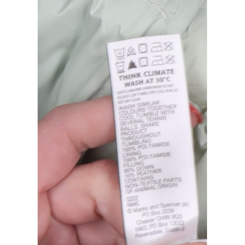 M&S Women’s Light Mint Green UK 12 Quilted Down Puffer Jacket