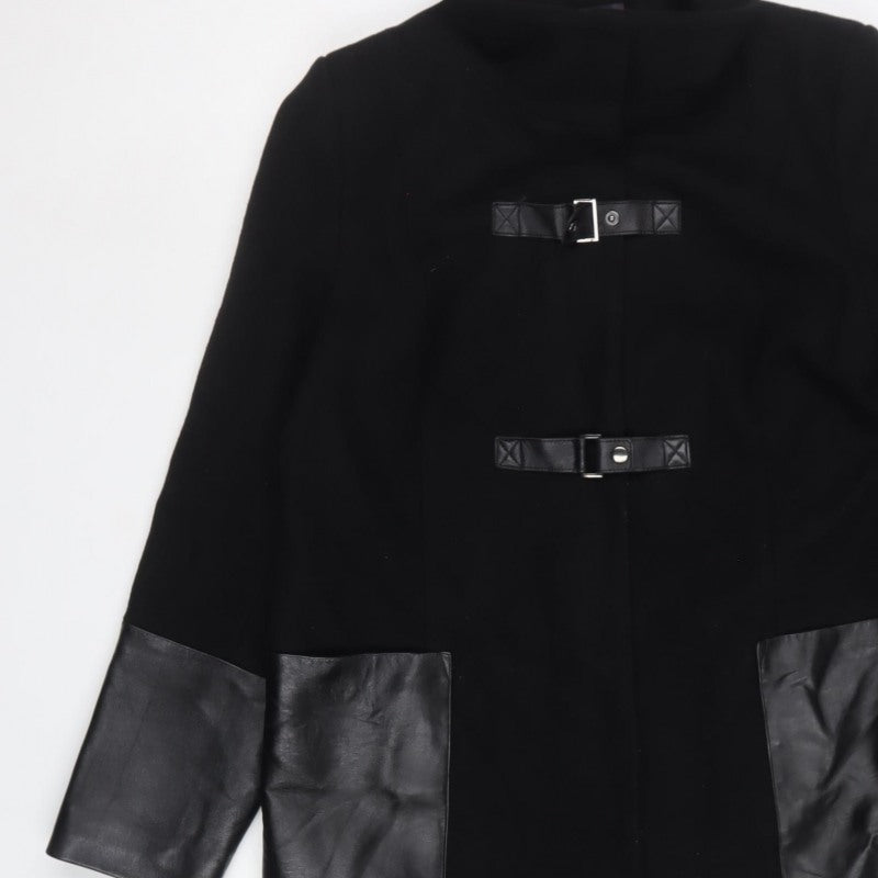 Marks and Spencer Women’s Black UK 14 Long Wool Blend Buckle Overcoat