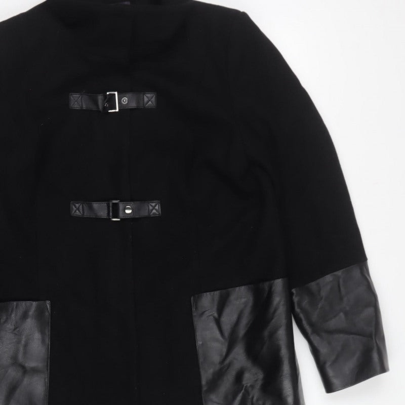Marks and Spencer Women’s Black UK 14 Long Wool Blend Buckle Overcoat