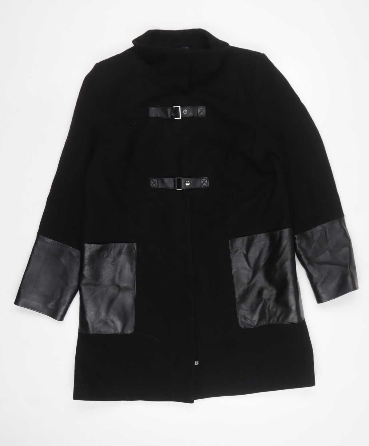 Marks and Spencer Women’s Black UK 14 Long Wool Blend Buckle Overcoat