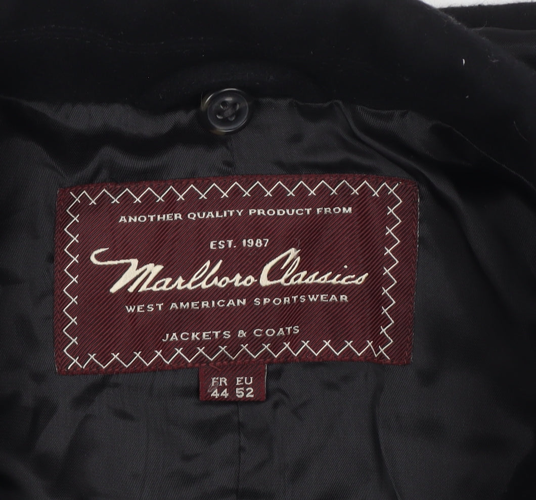 Marlboro Classics Men Black 42 Wool Pea Coat Double Breasted