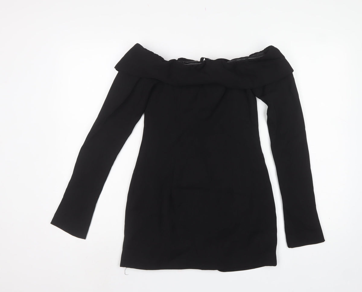 EGO Women’s Black UK 6 Off Shoulder Button Jacket Dress