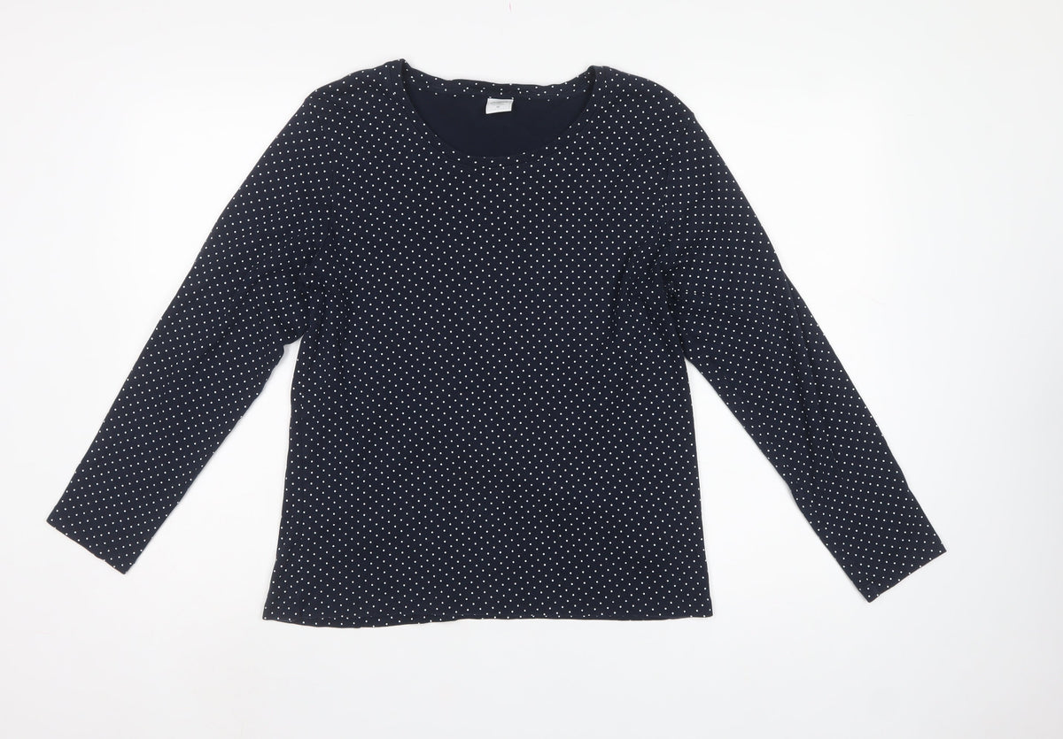 Cotton Traders Women’s Blue Polka Dot Size 18 Long Sleeve Blouse