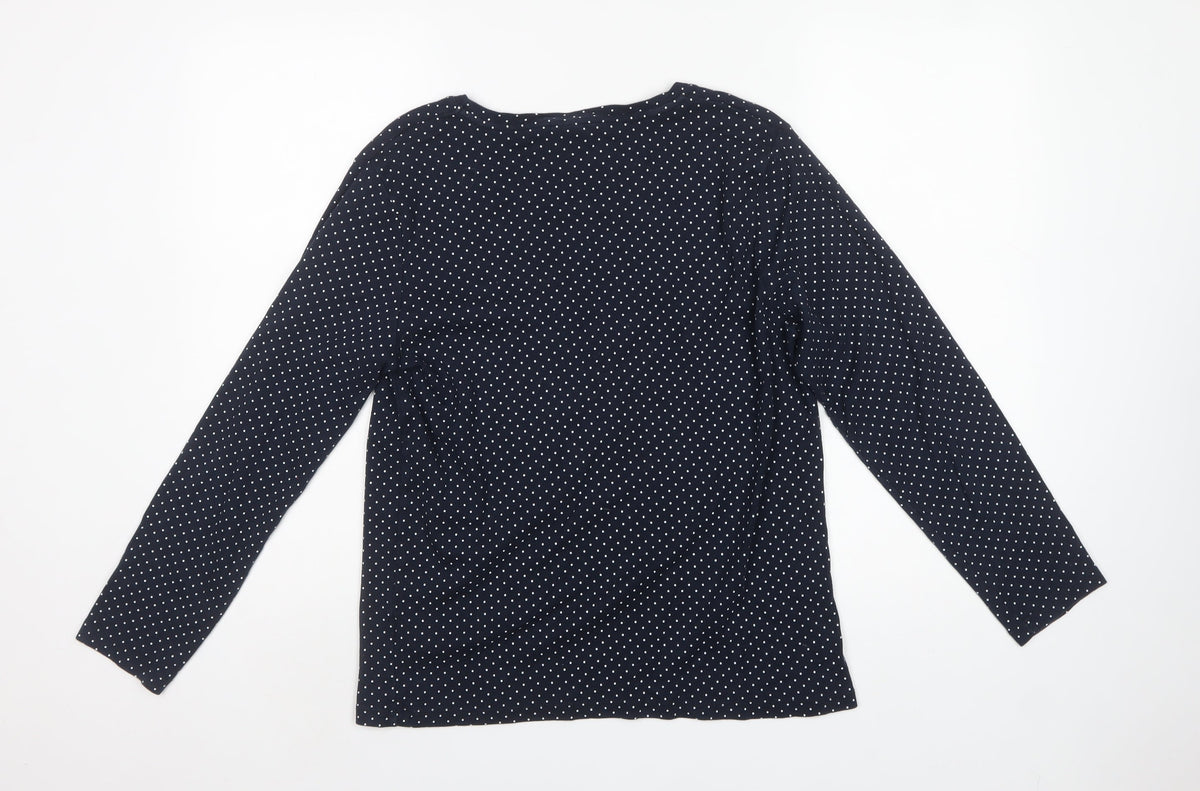Cotton Traders Women’s Blue Polka Dot Size 18 Long Sleeve Blouse