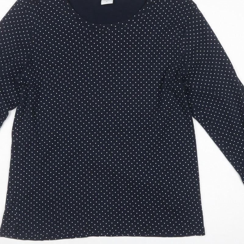 Cotton Traders Women’s Blue Polka Dot Size 18 Long Sleeve Blouse