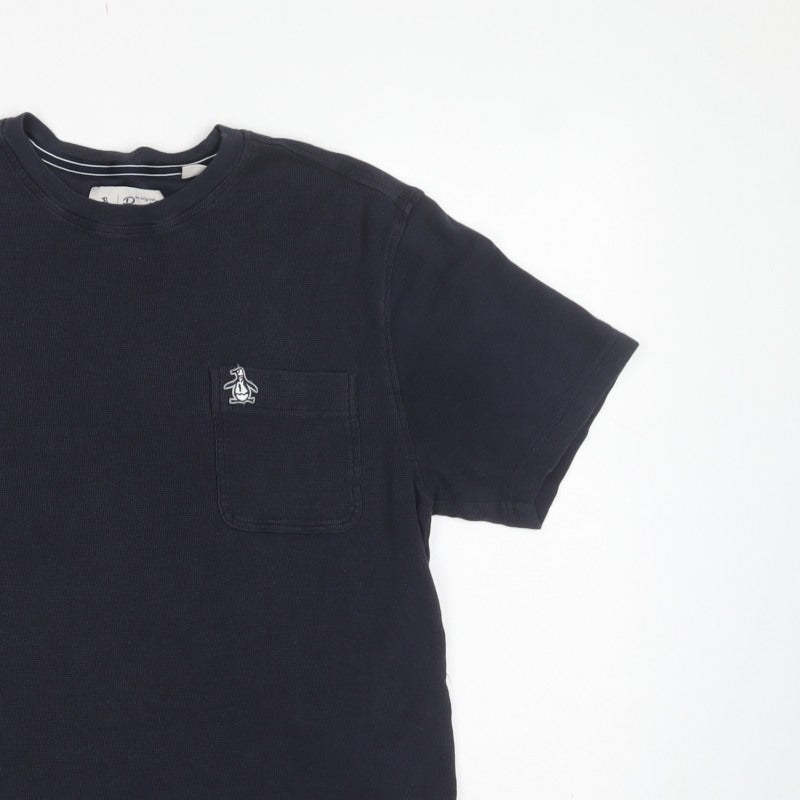 Original Penguin Mens Blue M Logo Pocket Crew Neck T-Shirt