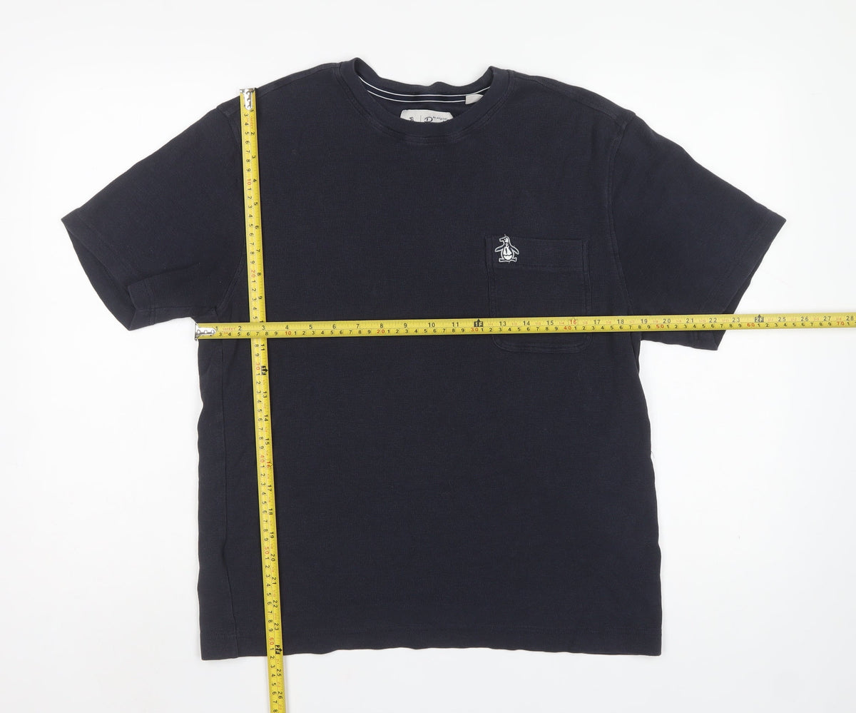Original Penguin Mens Blue M Logo Pocket Crew Neck T-Shirt