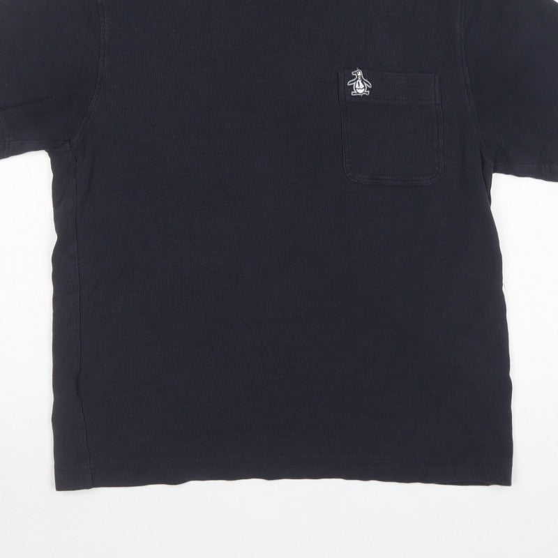 Original Penguin Mens Blue M Logo Pocket Crew Neck T-Shirt