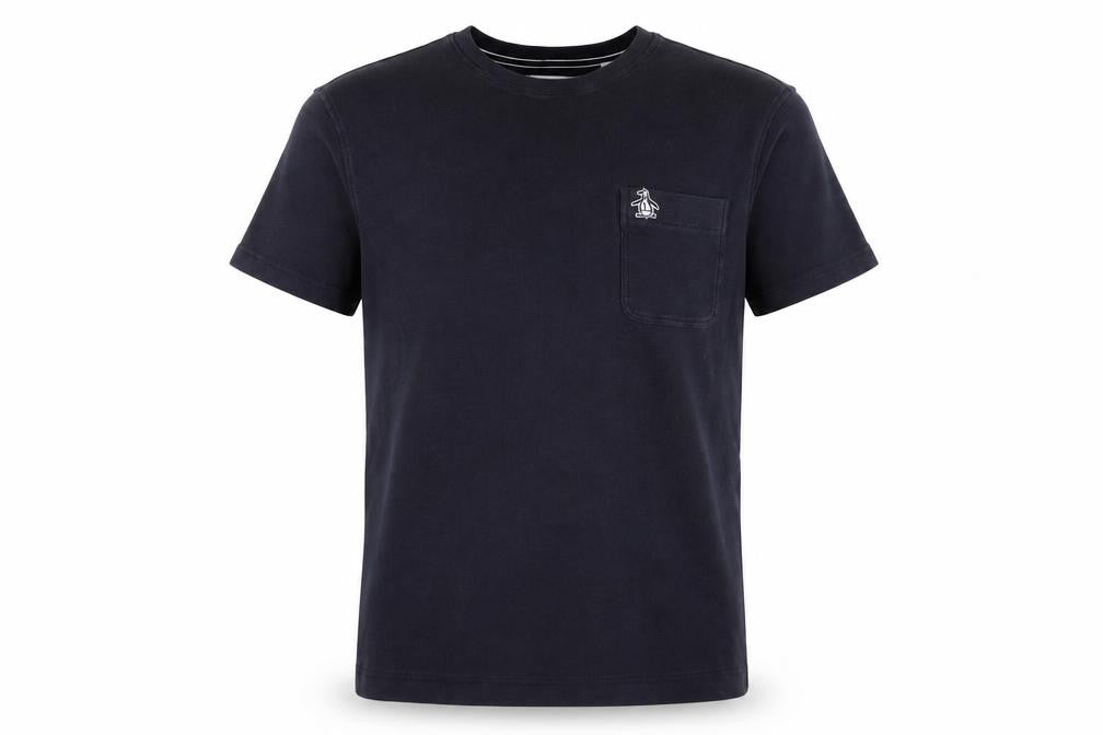 Original Penguin Mens Blue M Logo Pocket Crew Neck T-Shirt