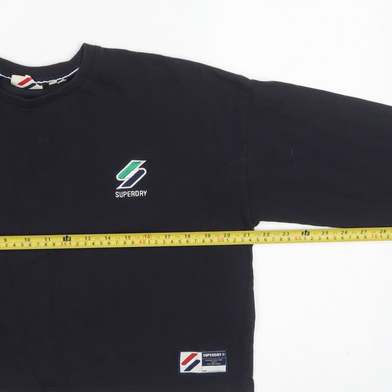 Superdry Women’s Black UK 12 Cropped Logo Crew Neck Sweatshirt