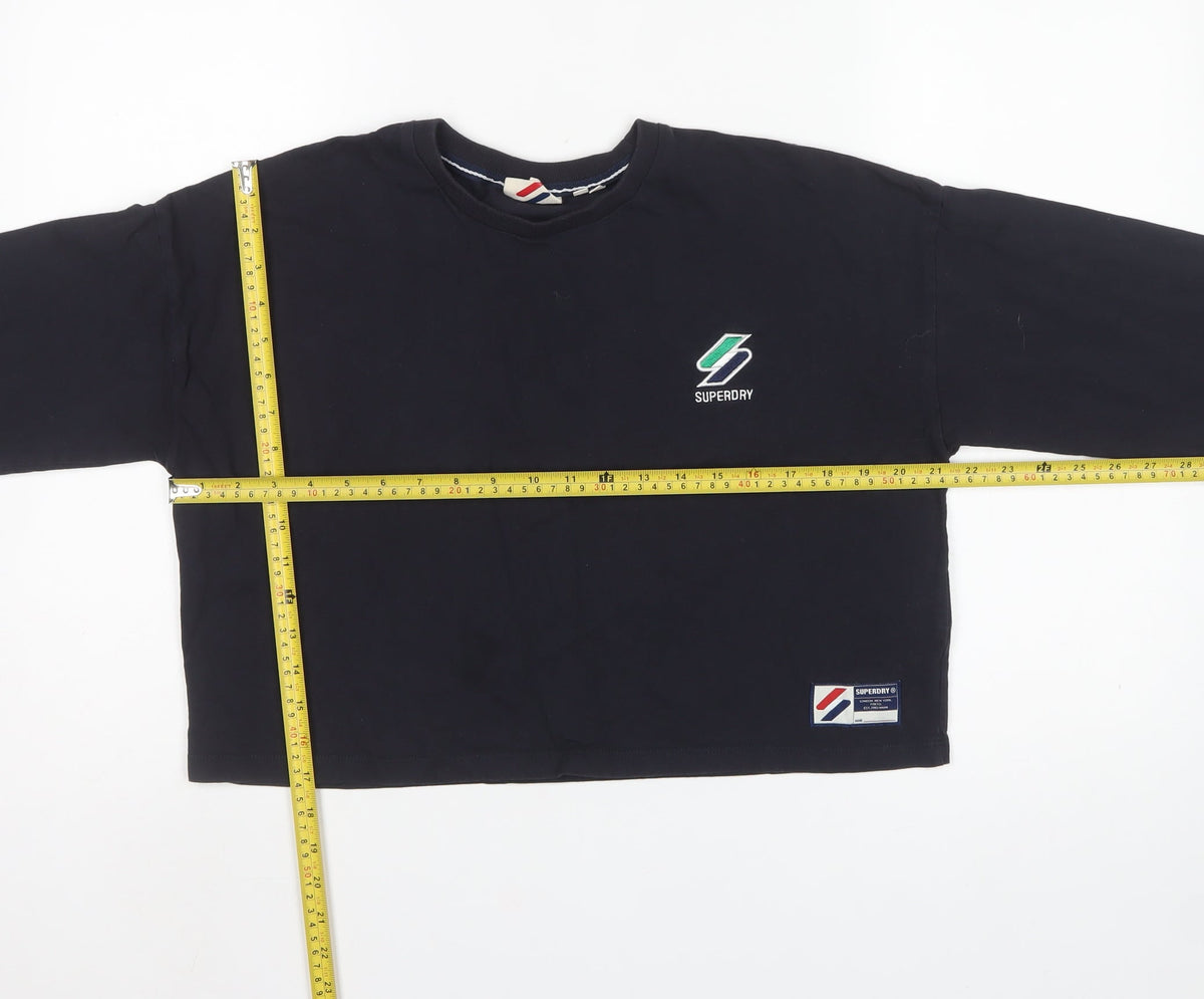 Superdry Women’s Black UK 12 Cropped Logo Crew Neck Sweatshirt