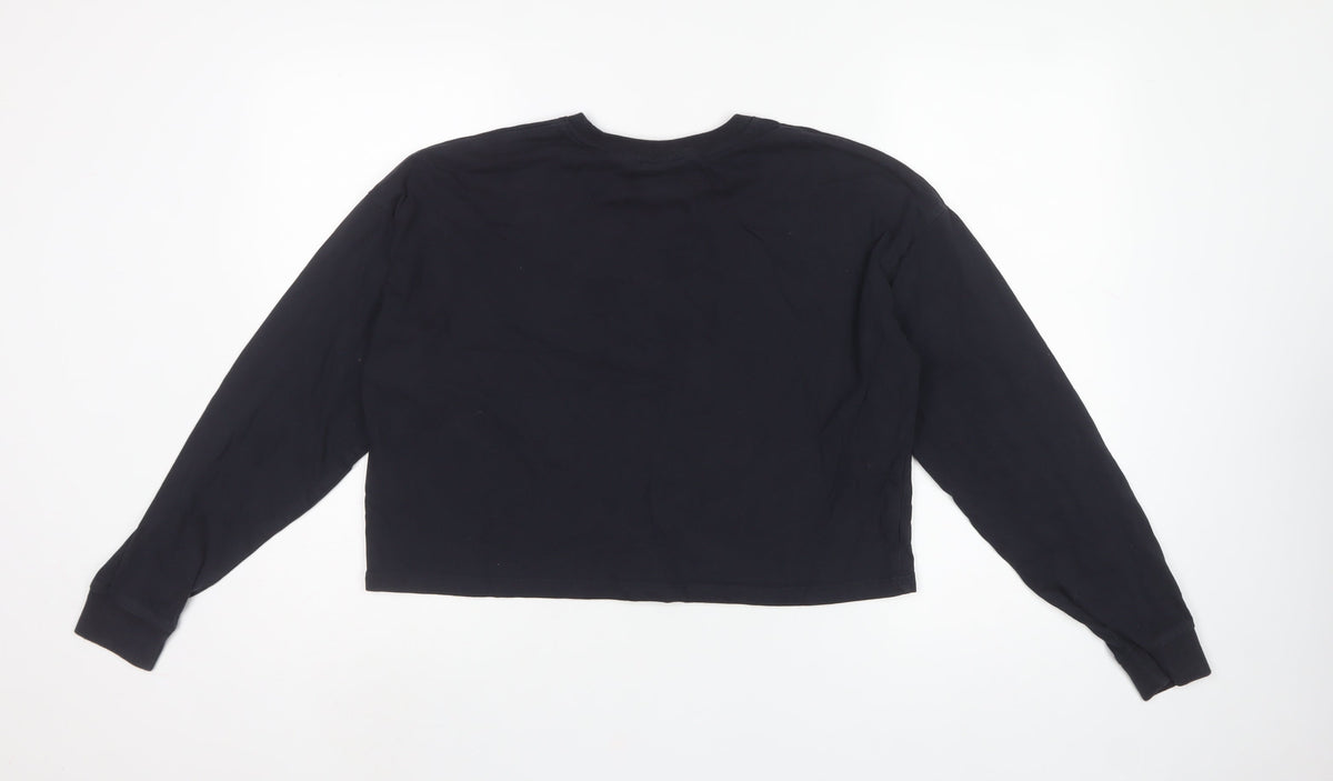 Superdry Women’s Black UK 12 Cropped Logo Crew Neck Sweatshirt
