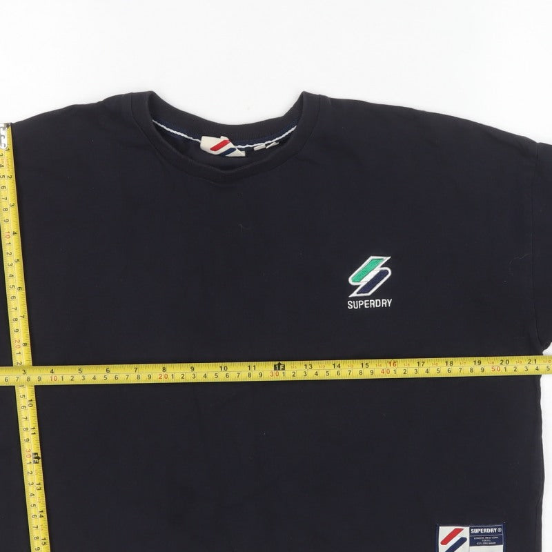 Superdry Women’s Black UK 12 Cropped Logo Crew Neck Sweatshirt
