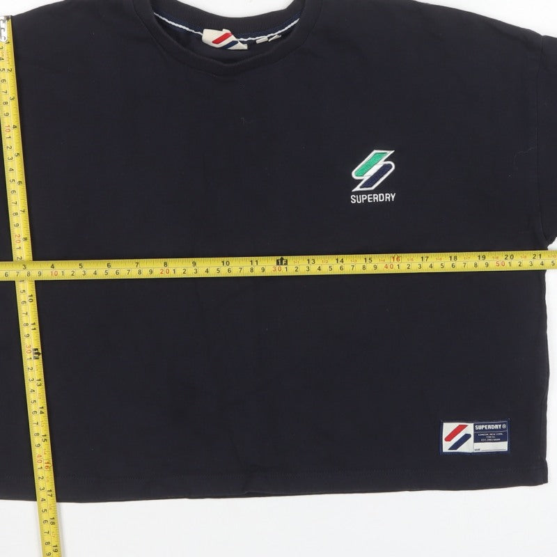 Superdry Women’s Black UK 12 Cropped Logo Crew Neck Sweatshirt