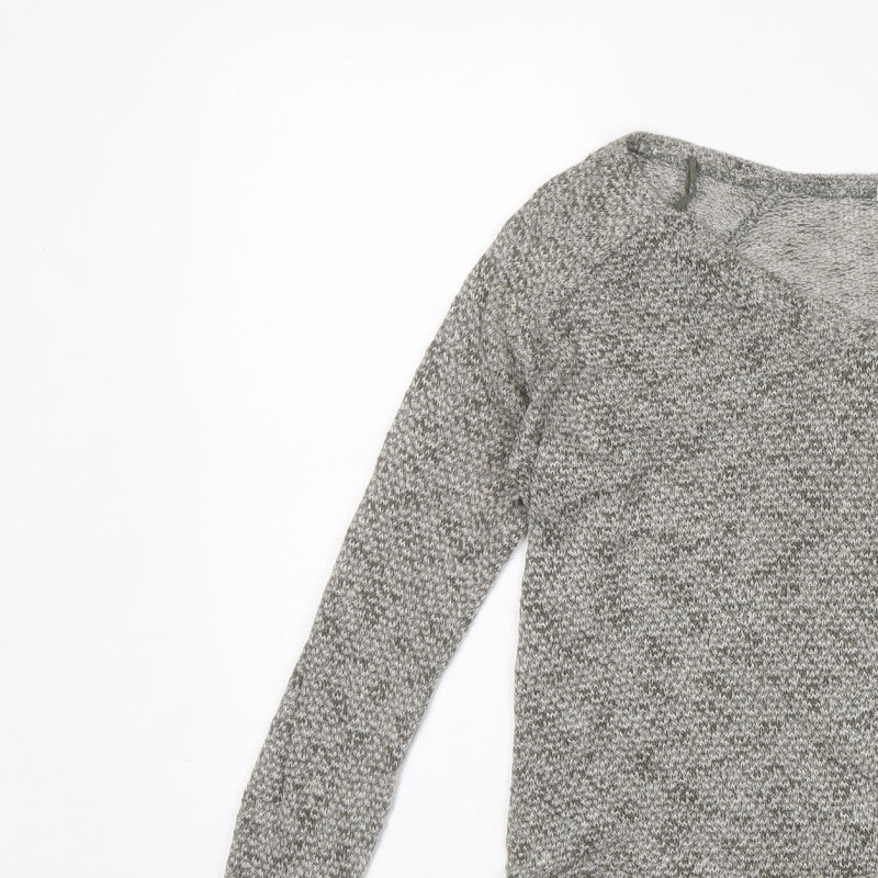 American Eagle Womens Grey S Open Front V-Neck Knit Cardigan