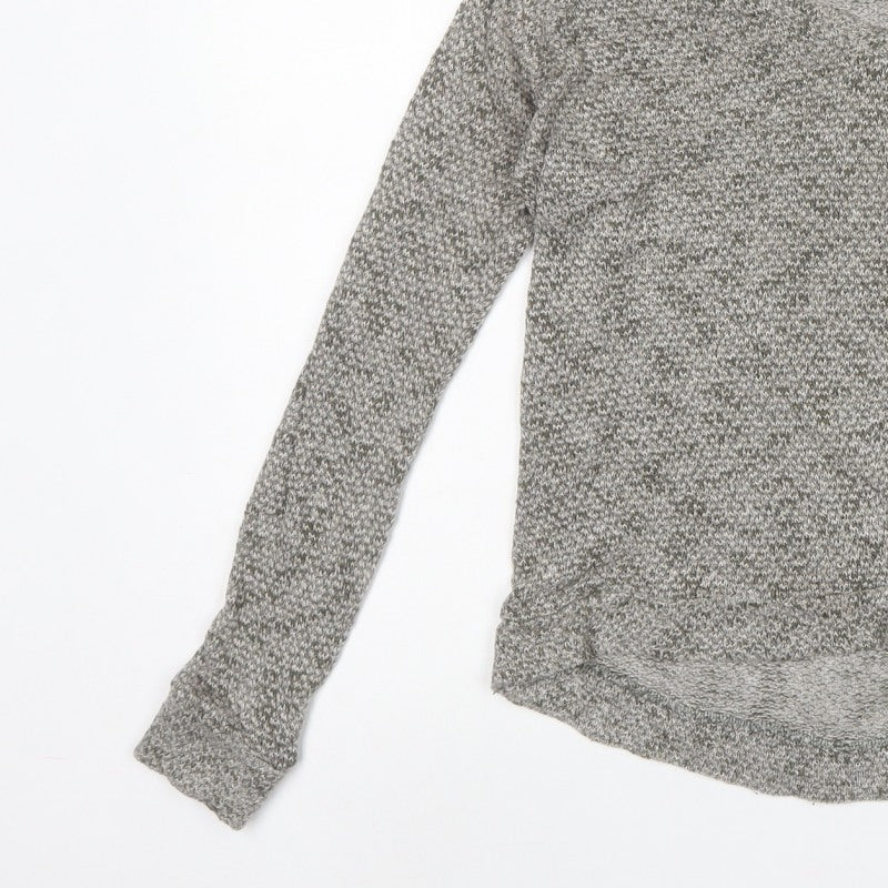 American Eagle Womens Grey S Open Front V-Neck Knit Cardigan
