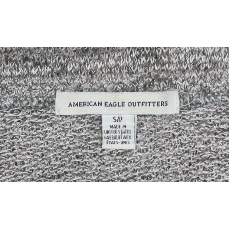 American Eagle Womens Grey S Open Front V-Neck Knit Cardigan