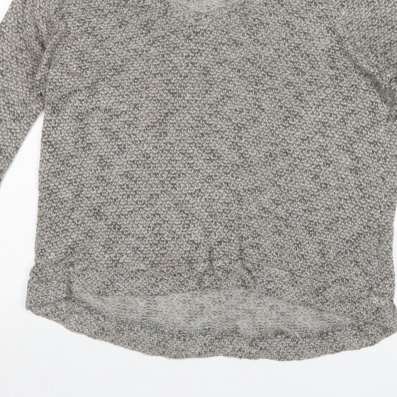 American Eagle Womens Grey S Open Front V-Neck Knit Cardigan