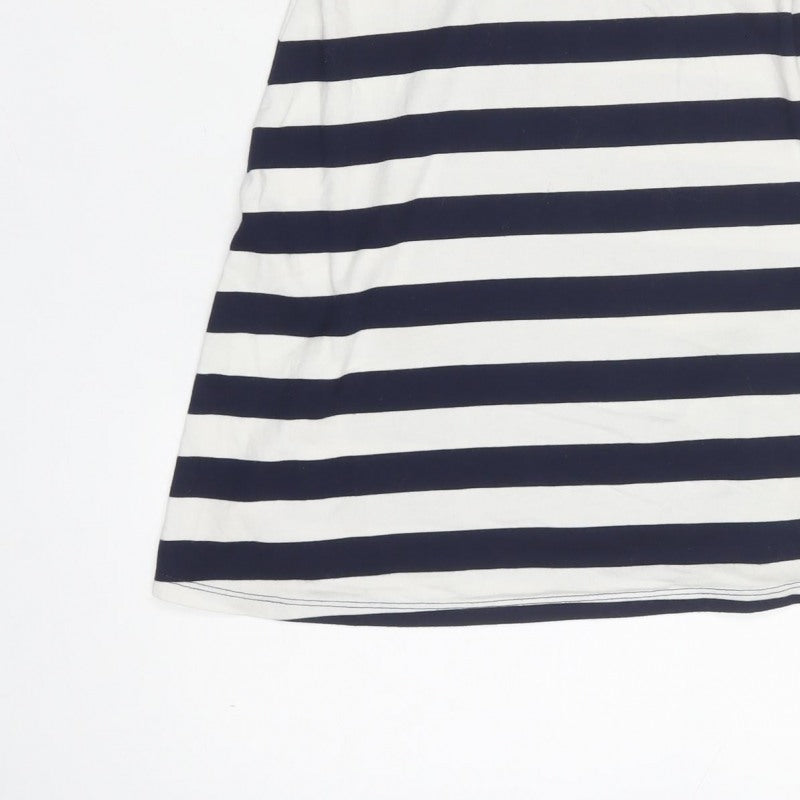 ASOS Women Navy White Stripe Fit & Flare Strappy Mini Dress UK 4