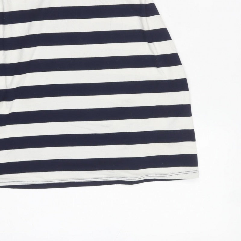 ASOS Women Navy White Stripe Fit & Flare Strappy Mini Dress UK 4