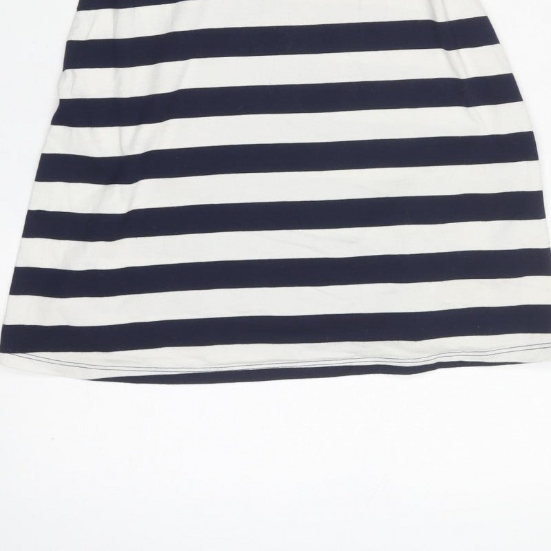 ASOS Women Navy White Stripe Fit & Flare Strappy Mini Dress UK 4