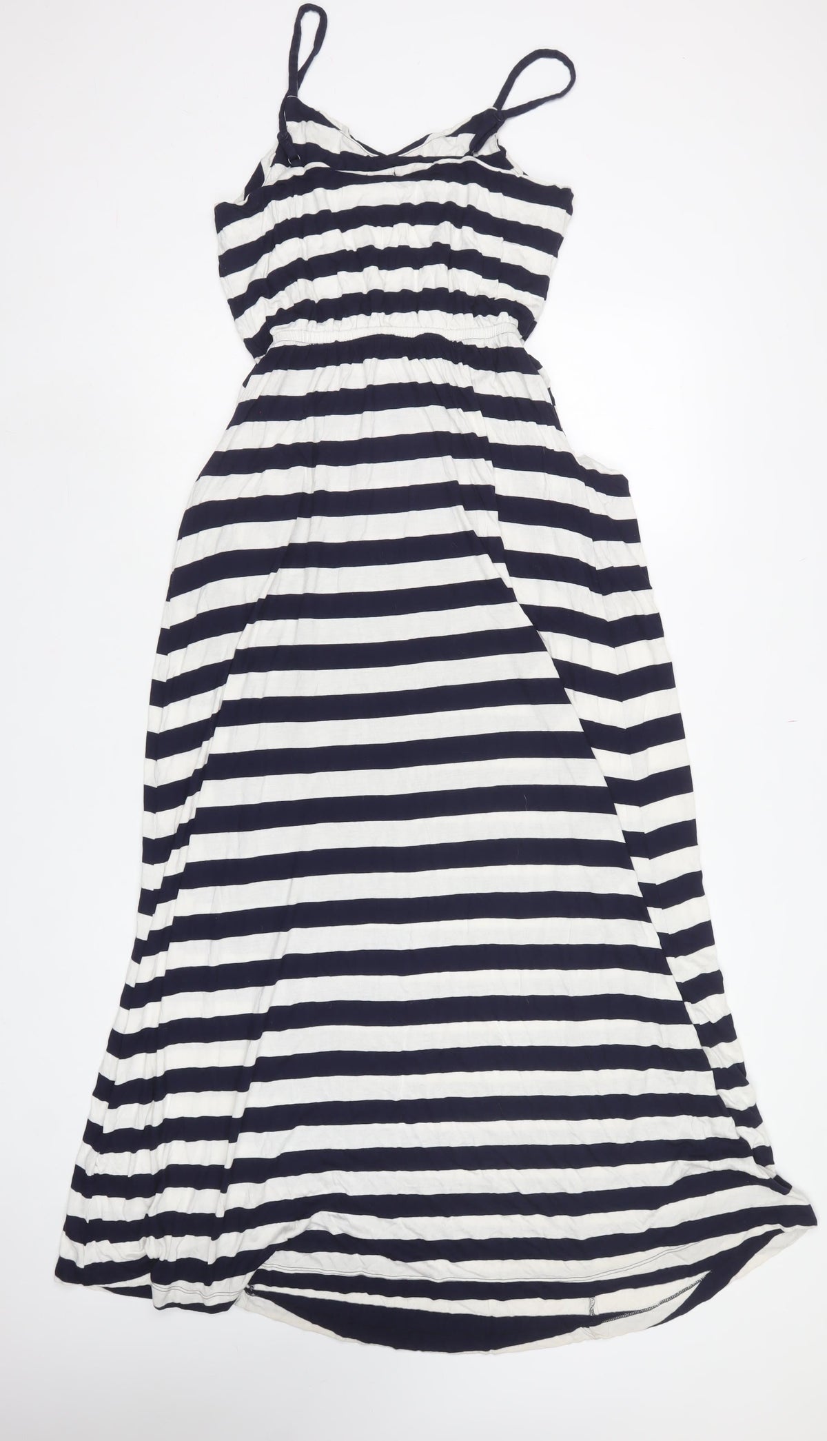 Gap Women Blue White Striped M V-Neck Maxi Dress