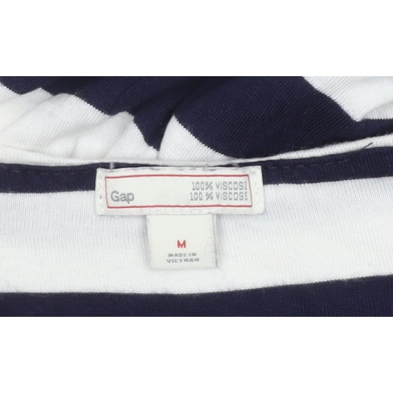 Gap Women Blue White Striped M V-Neck Maxi Dress