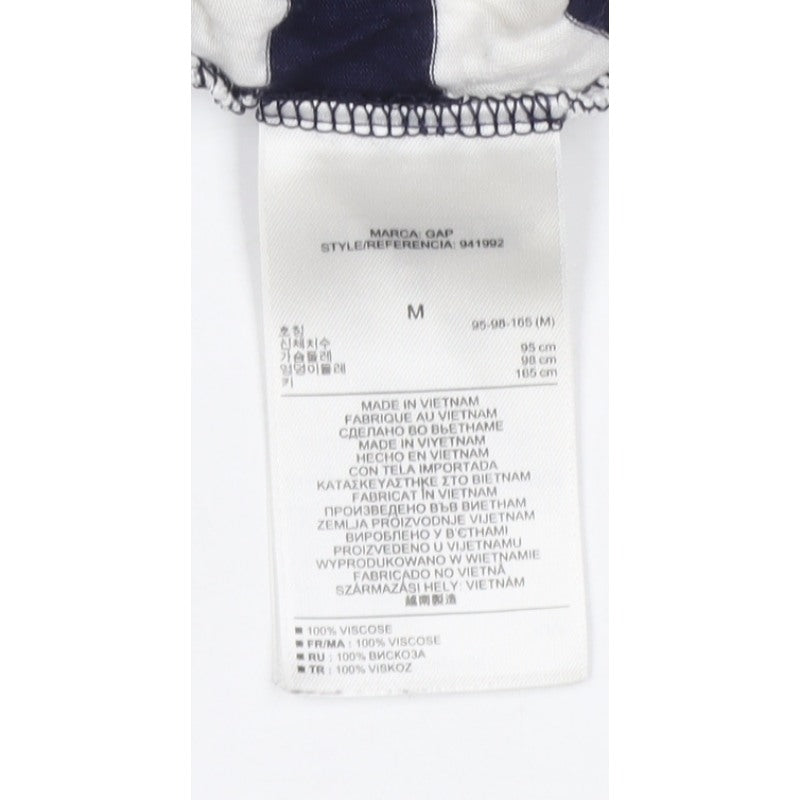 Gap Women Blue White Striped M V-Neck Maxi Dress