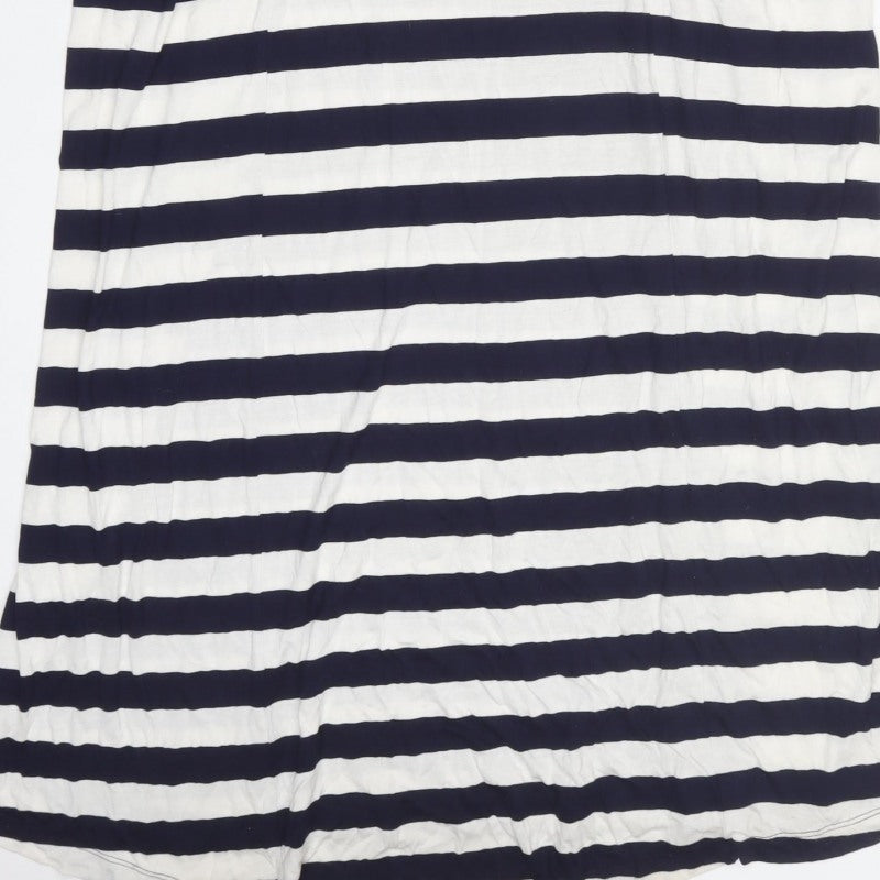 Gap Women Blue White Striped M V-Neck Maxi Dress