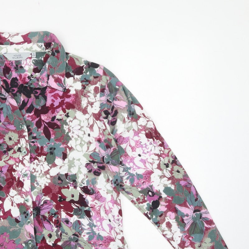 Honor Millburn Women's Multicoloured Floral Button-Up Shirt UK 14