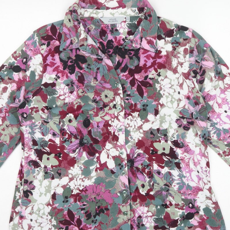 Honor Millburn Women's Multicoloured Floral Button-Up Shirt UK 14