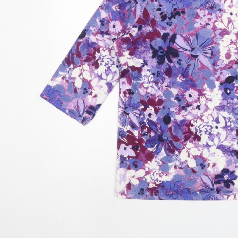 Honor Millburn Women Multicoloured Floral Jersey Top Size 14 3/4 Sleeve