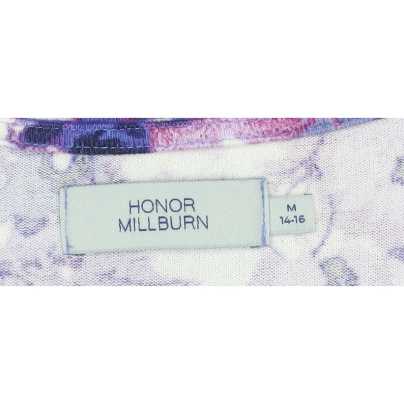 Honor Millburn Women Multicoloured Floral Jersey Top Size 14 3/4 Sleeve