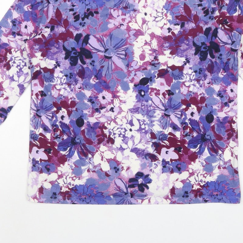 Honor Millburn Women Multicoloured Floral Jersey Top Size 14 3/4 Sleeve