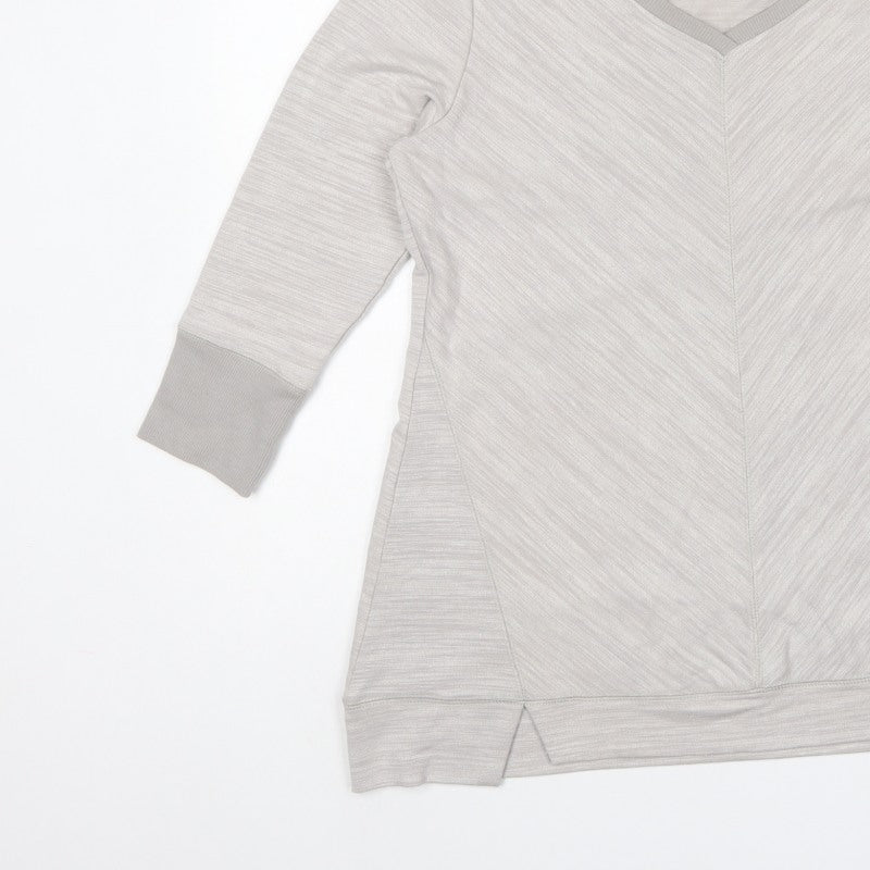 H by Halston Women Grey UK S V-Neck Long Sleeve Tunic Top
