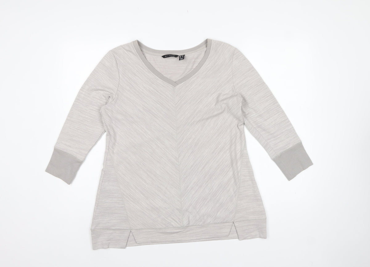 H by Halston Women Grey UK S V-Neck Long Sleeve Tunic Top