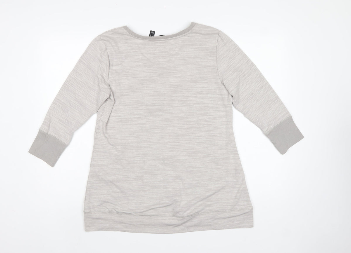 H by Halston Women Grey UK S V-Neck Long Sleeve Tunic Top