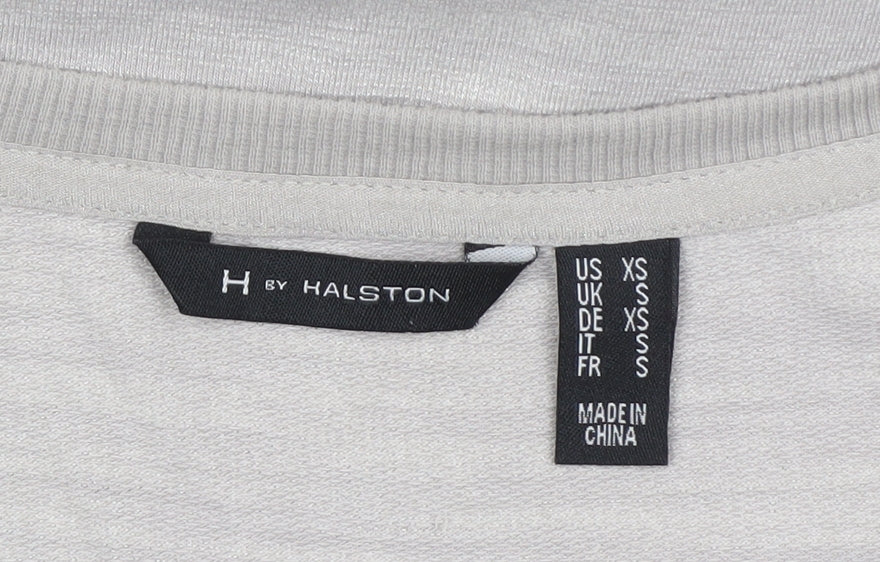 H by Halston Women Grey UK S V-Neck Long Sleeve Tunic Top